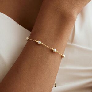 New! 18k Gold played  and Pearl Bracelet